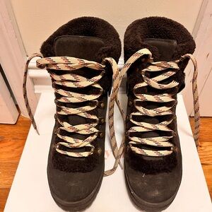 See by Chloe Eileen Lace Up Boots Shearling
Suede Charcoal Brown Size 37 US 7